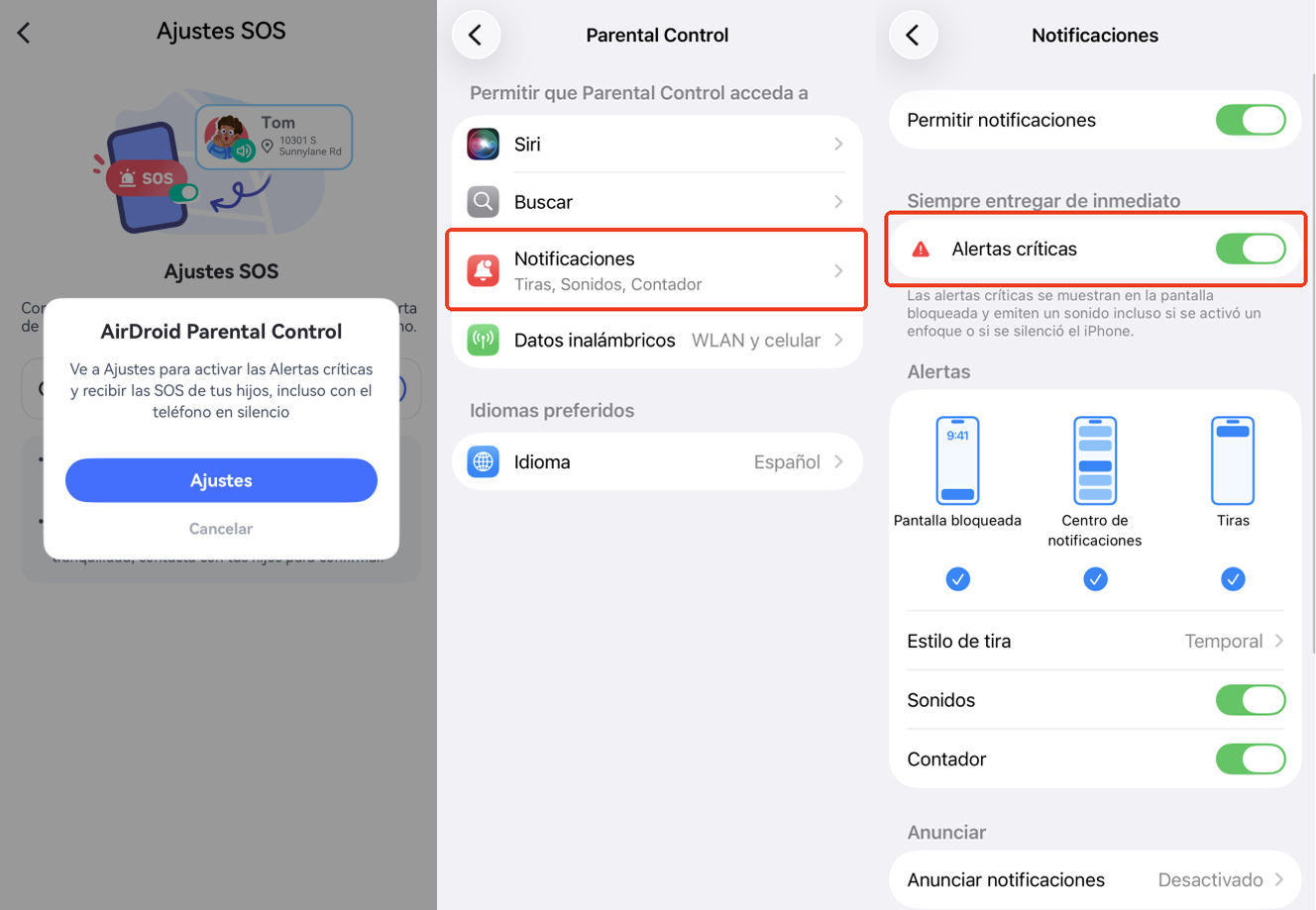 activar la configuración de SOS on iPhone