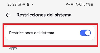 activar restricciones del sistema