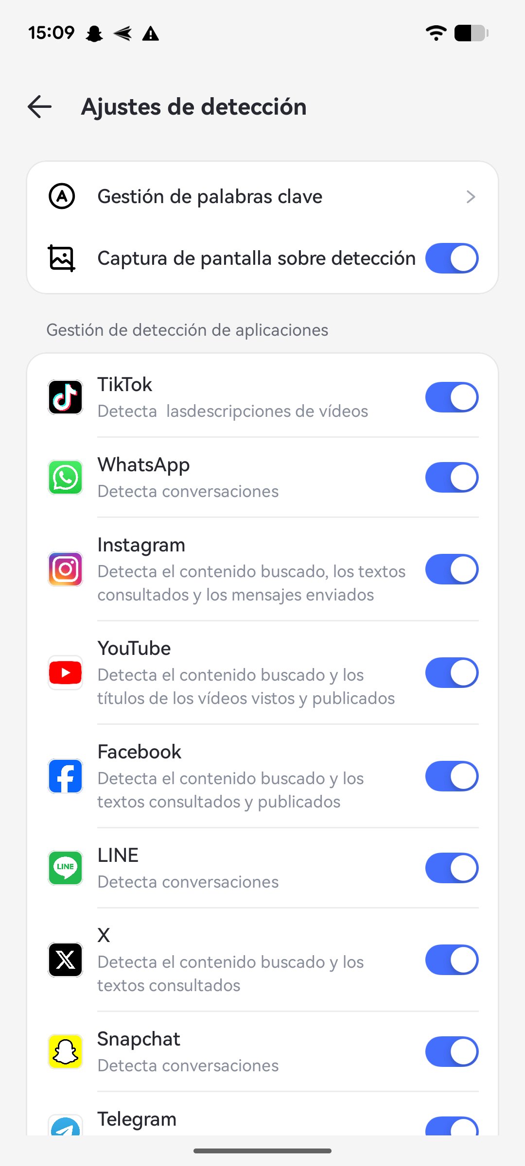 gestión de la detección de aplicaciones