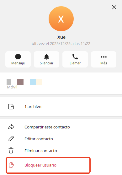 bloquear usuario en Telegram
