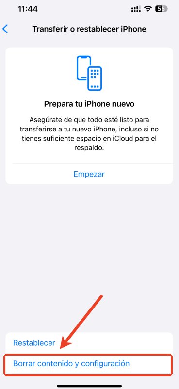 borrar contenidos y ajustes del iPhone
