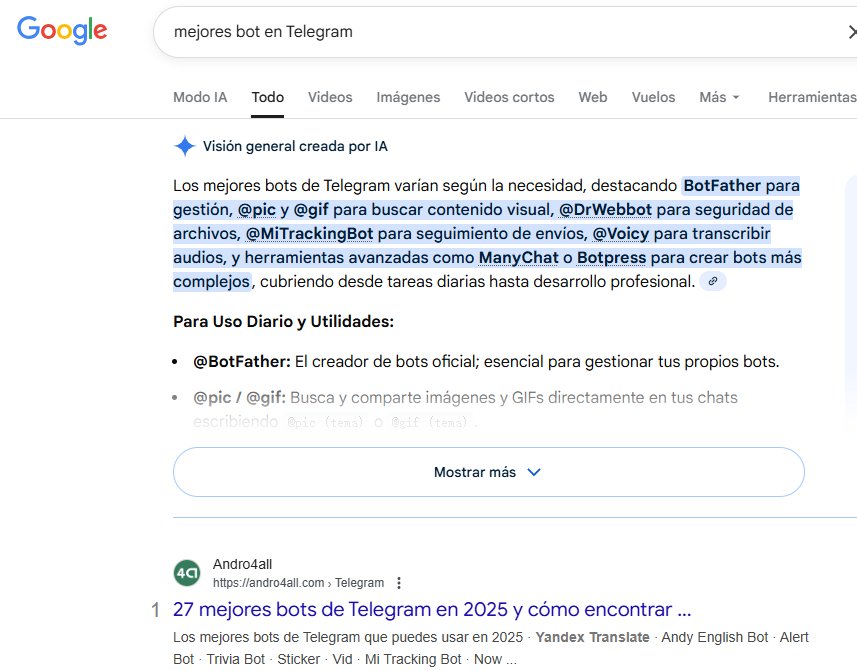 buscar bots en Telegram en google