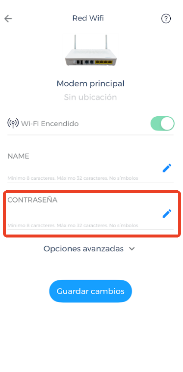 cambiar controseña de wifi