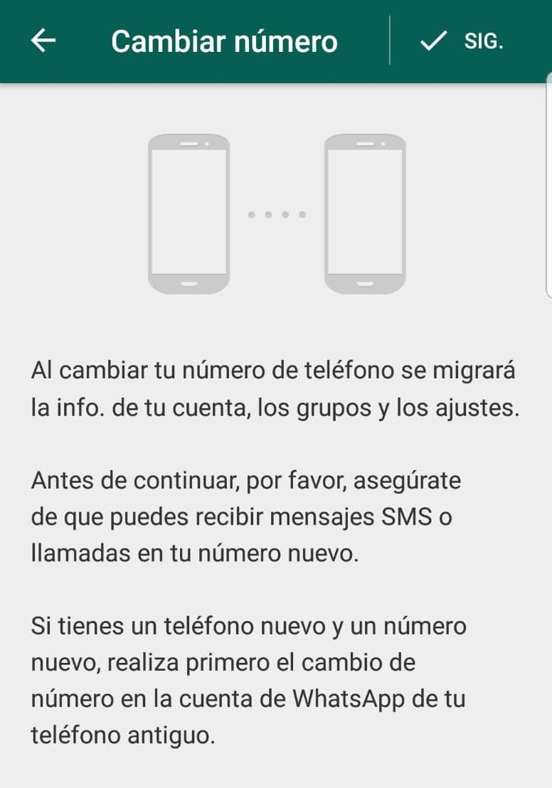 cambiar número de WhatsApp