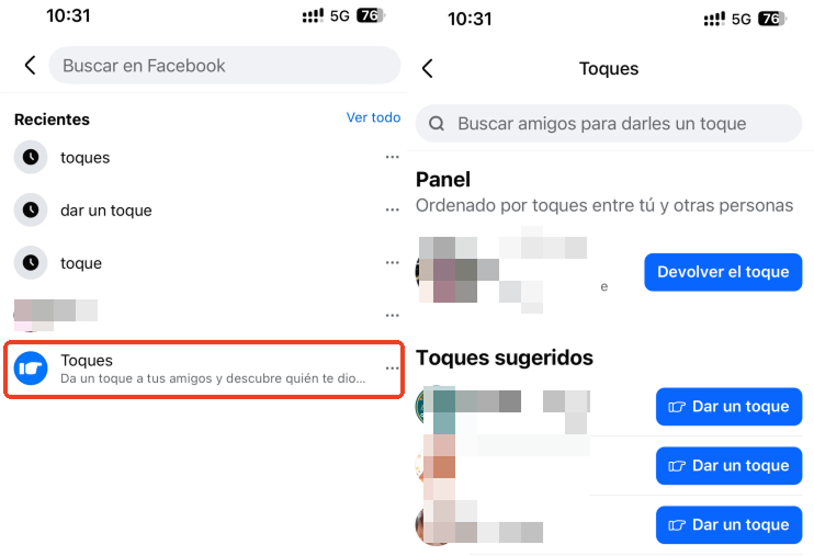 como dar un toque en facebook