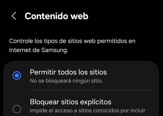 configurar restricciones de contenido en el navegador de Internet de Samsung