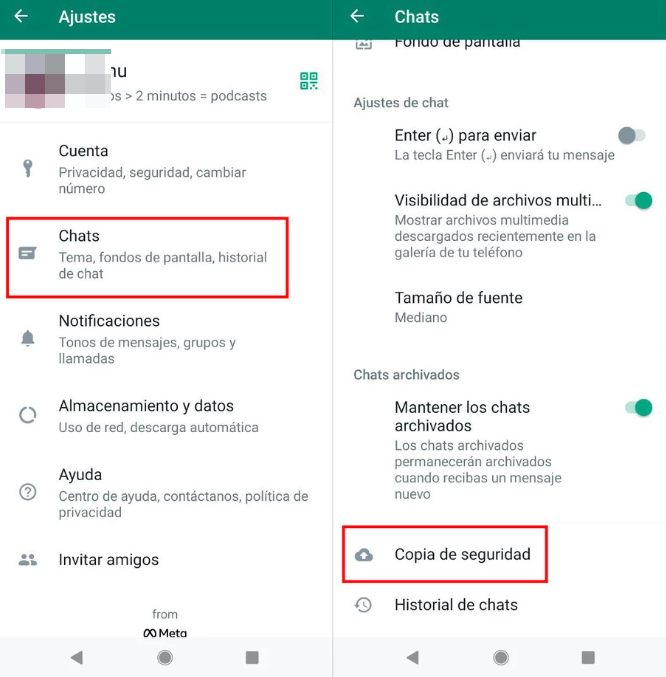 Restaurar el historial de chats de WhatsApp en android