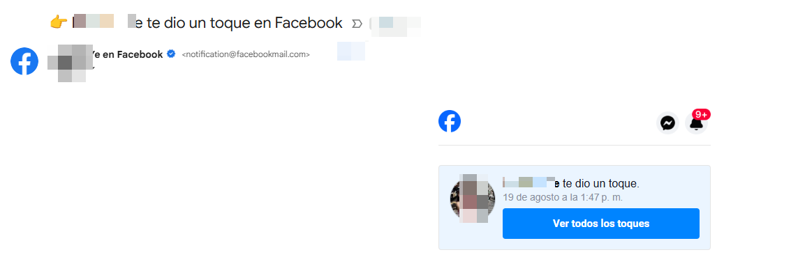 correo de toque de facebook
