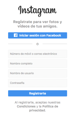 crear cuenta en instagram