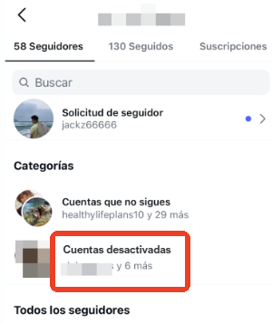 Comprueba si alguien ha desactivado su cuenta de Instagram en tu lista de seguidores.