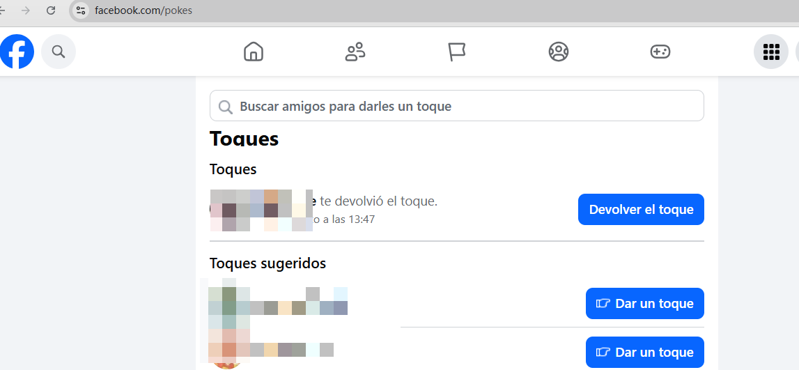 dar un toque en facebook web