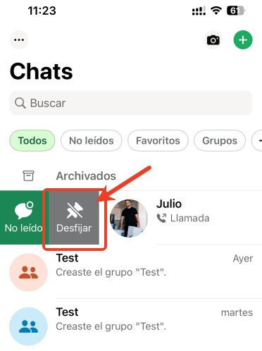 desfijar chat en whatsapp iphone