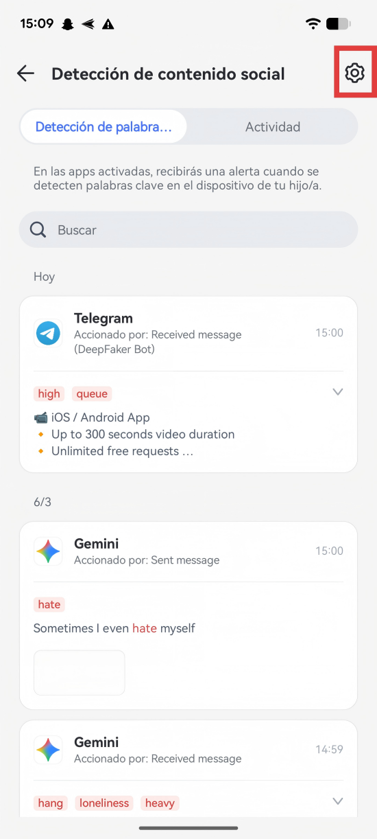 ajustes de gestión de la detección AirDroid