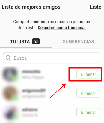 eliminar amigos de la lista de mejores amigos instagram