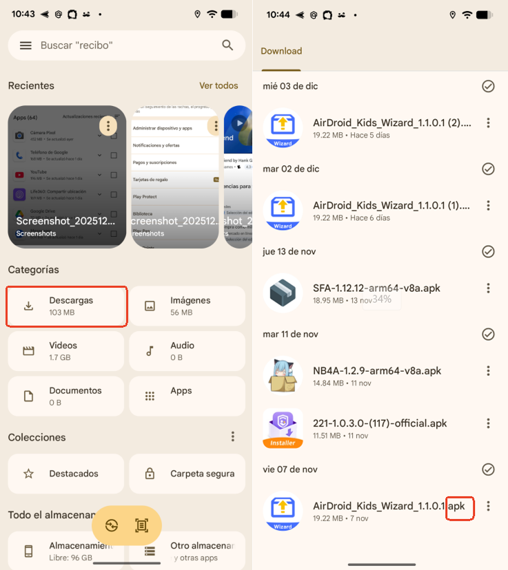 encontrar APK eliminado en Android