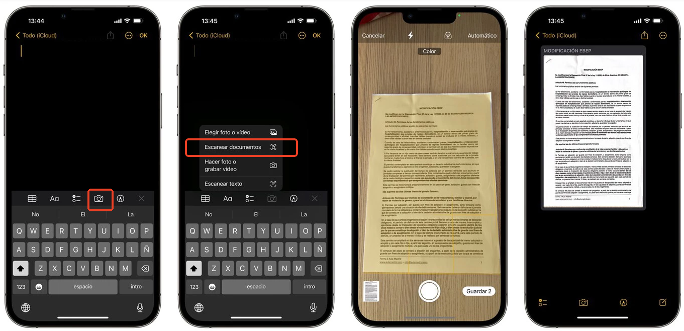 escanear documentos en iphone notas