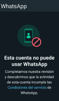 esta cuenta ya no puede usar WhatsApp