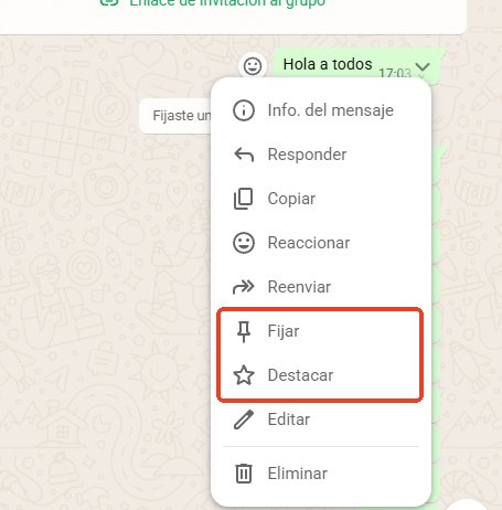 fijar o destacar mensaje en whatsapp chat