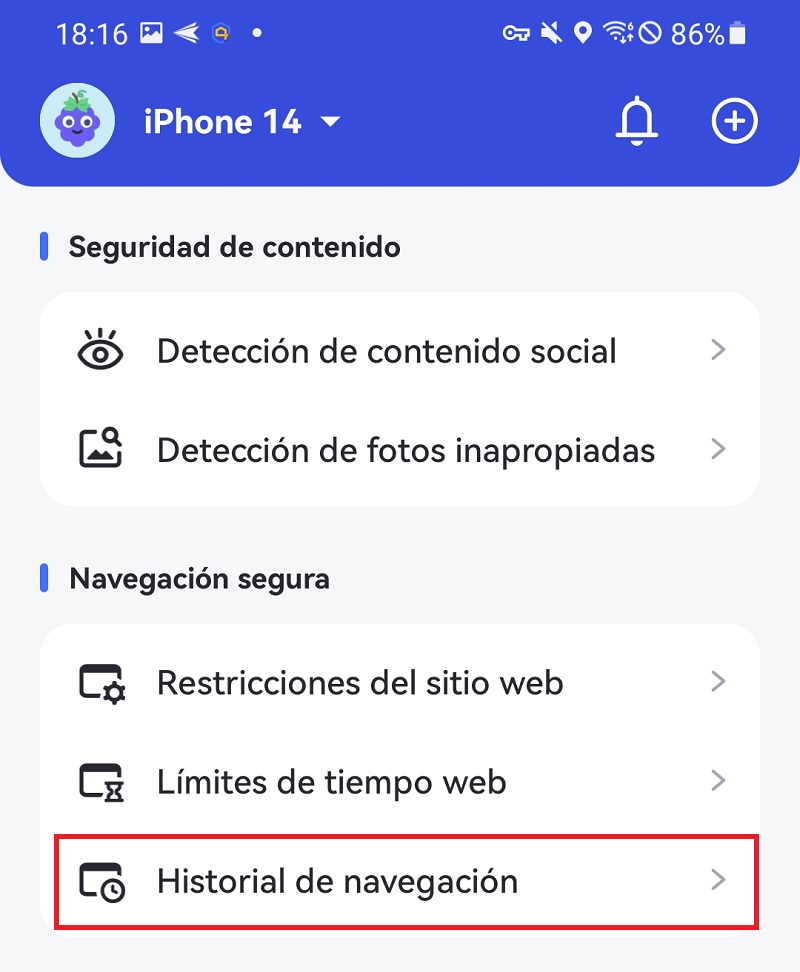 tocar restricciones de sitios web