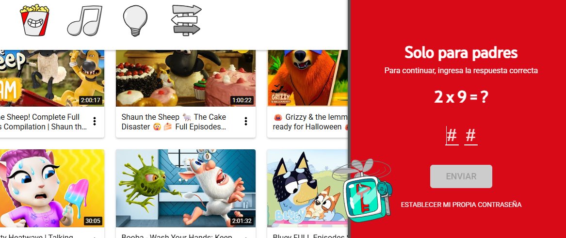 introducir código de acceso en YouTube Kids