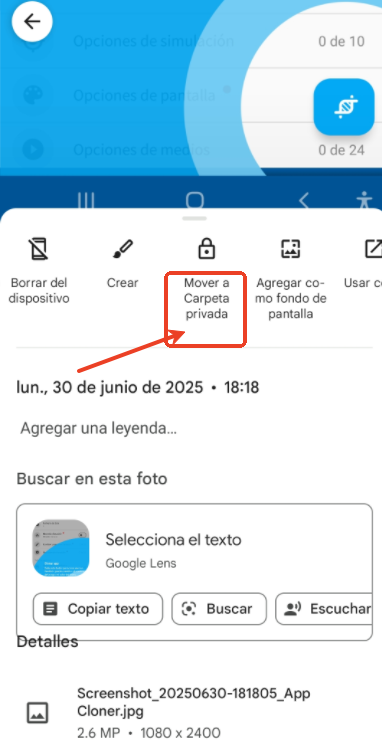 mover a carpeta privada en google fotos