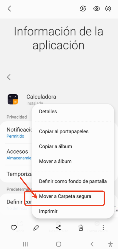 mover a carpeta segura samsung