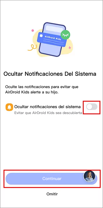 ocultar notificación del sistema