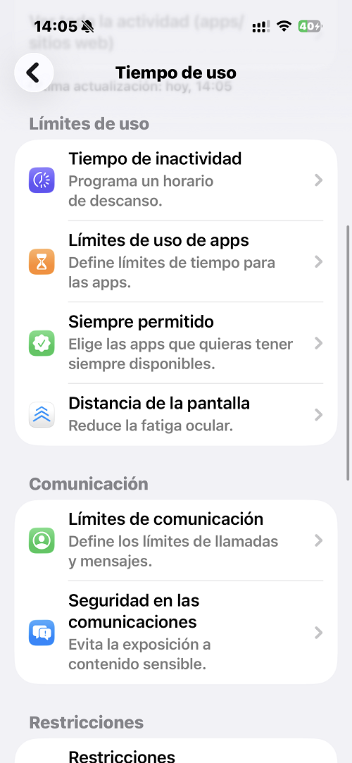 Tiempo de Uso iPhone