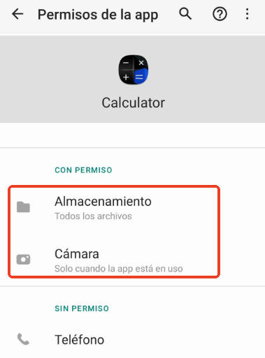 permiso de calculadora