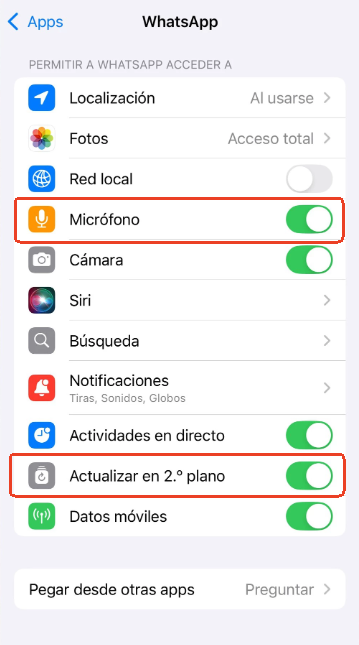 permiso de whatsapp ios