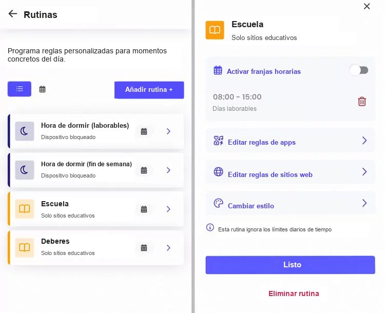 Rutinas de Qustodio
