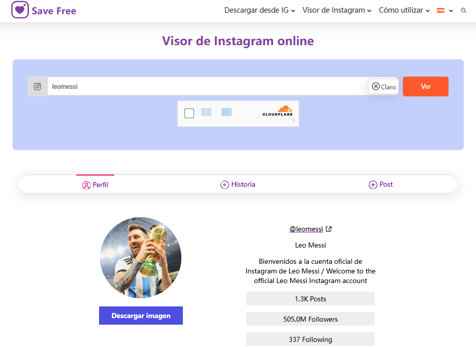save free para ver instagram sin cuenta