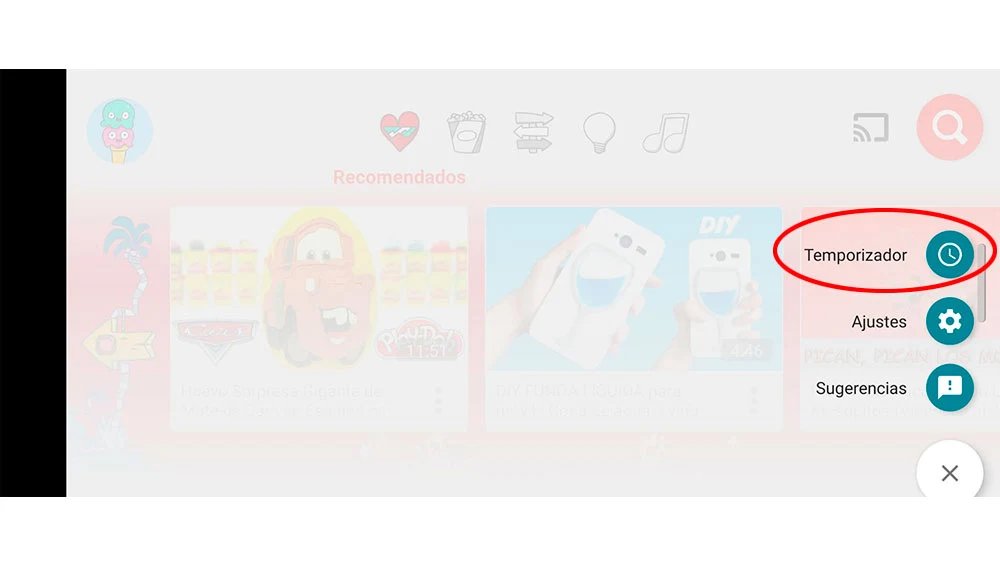 tocar temporizador en YouTube Kids