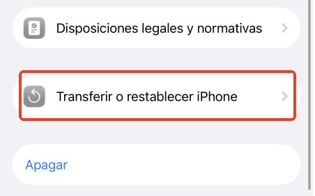 transferir o restablecer el iPhone