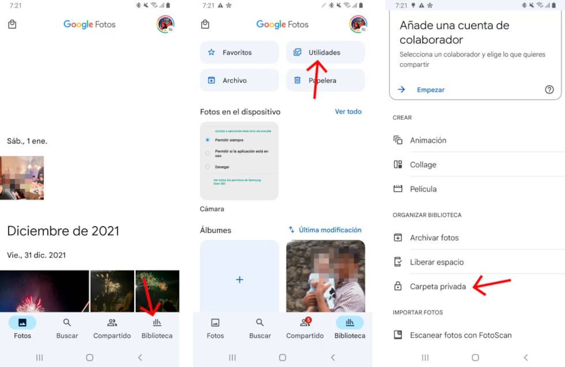 ver carpeta privada google fotos