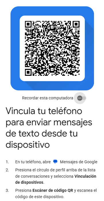 Mensajes de Google escanear código QR