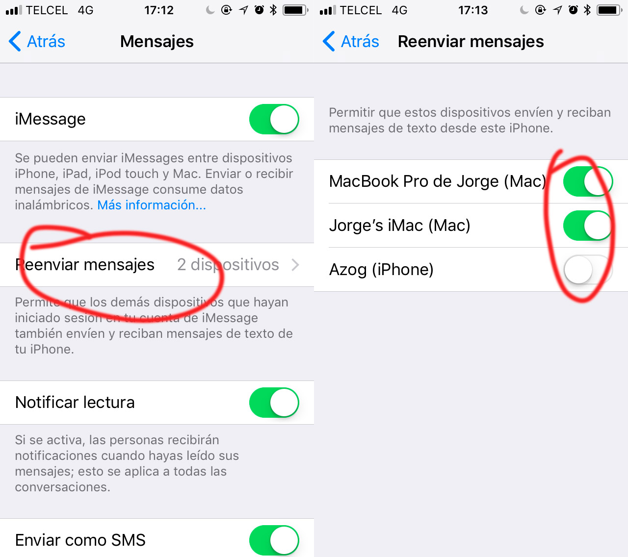reenviar mensaje iphone