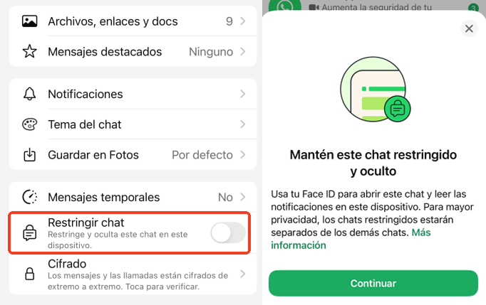 restringir y ocultar chat