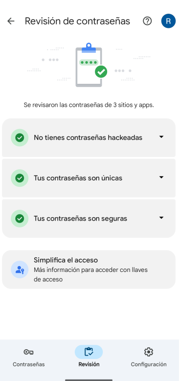 revisión de contraseñas