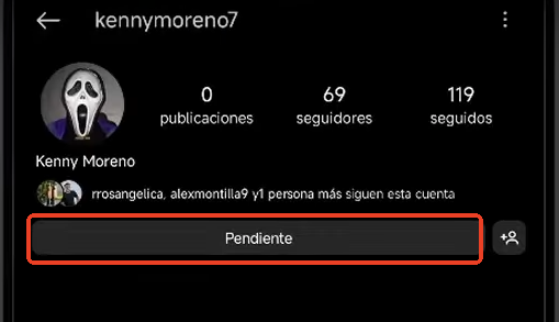 solicitud pendiente instagram