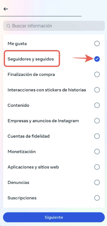 toca seguidores y seguidos