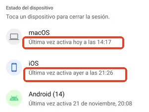ultima conexion de whatsapp dispositivo