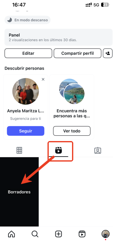 ver borrador de reel en instagram