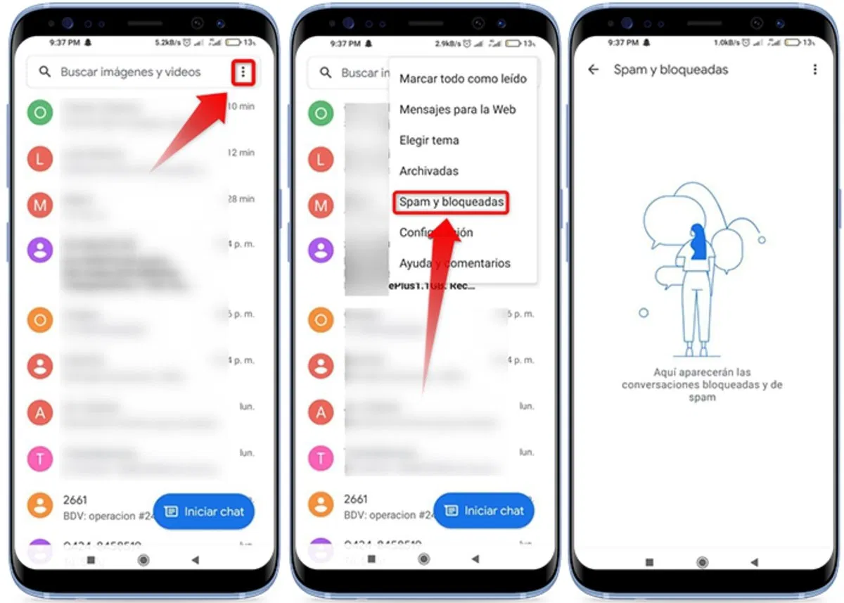 ver mensajes bloqueados en android