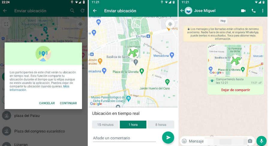 Compartir ubicación en tiempo real por whatsapp