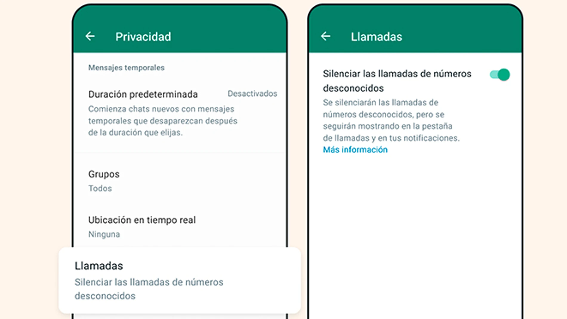 Silenciar llamadas de números desconocidos en whatsapp