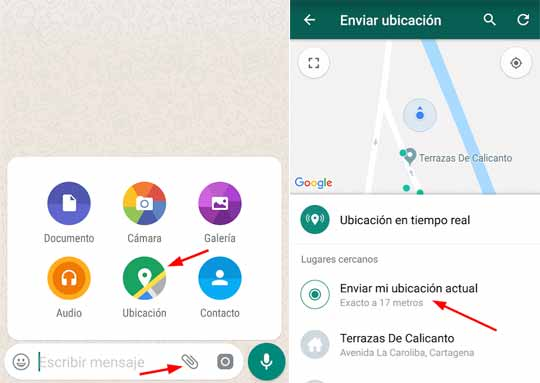 enviar ubicación por whatsapp en android