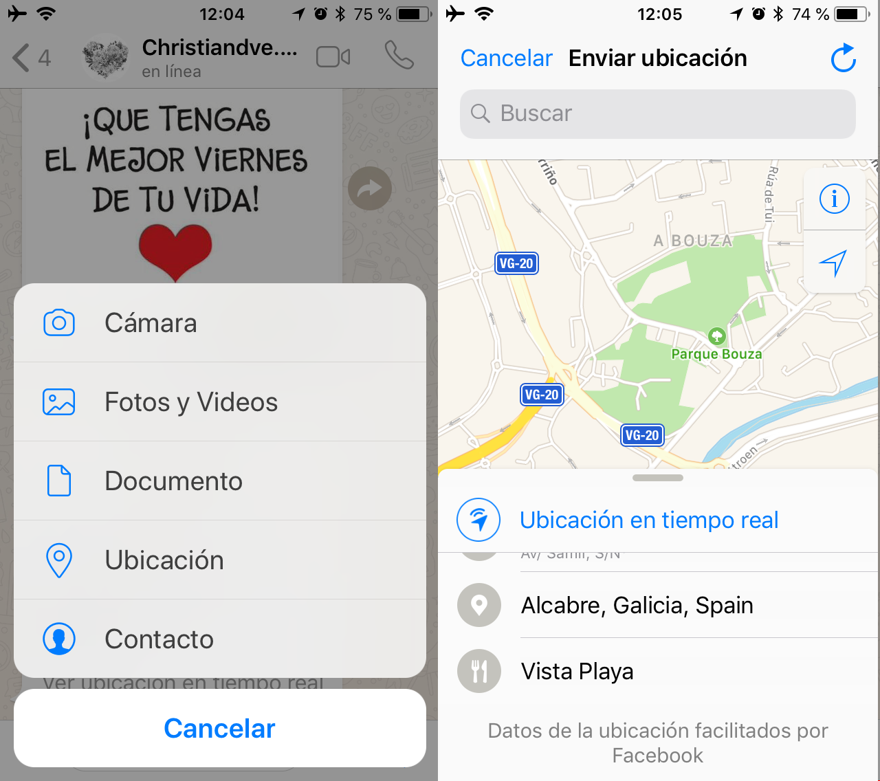 enviar ubicación por whatsapp en iphone
