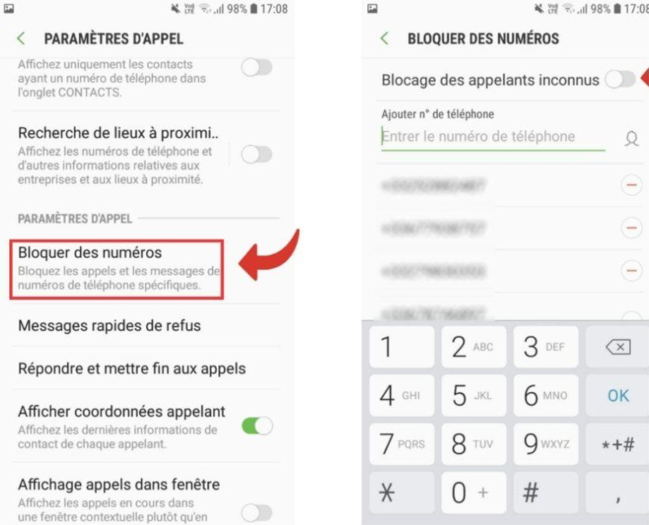 Bloquer un numéro commençant par des chiffres spécifiques sur Samsung