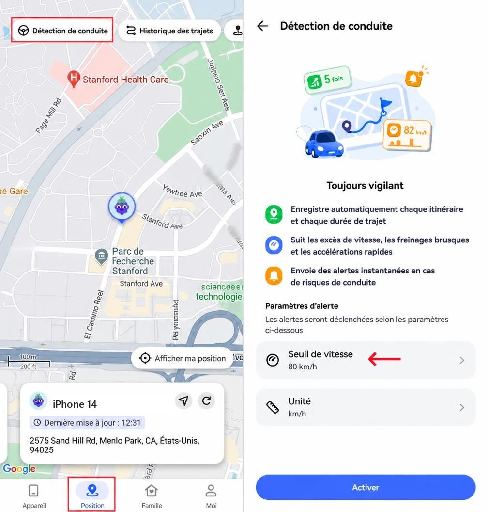 Détection de conduite sur iPhone